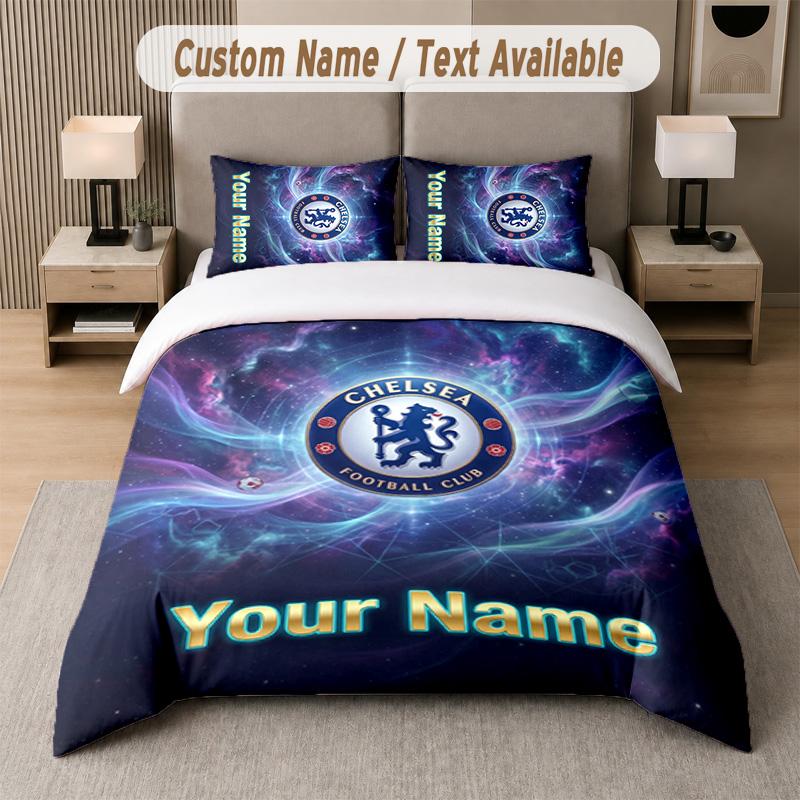 Дизайн Chelsea FC Комплект постельного белья Индивидуальный текст 1 пододеяльник и 2 наволочки