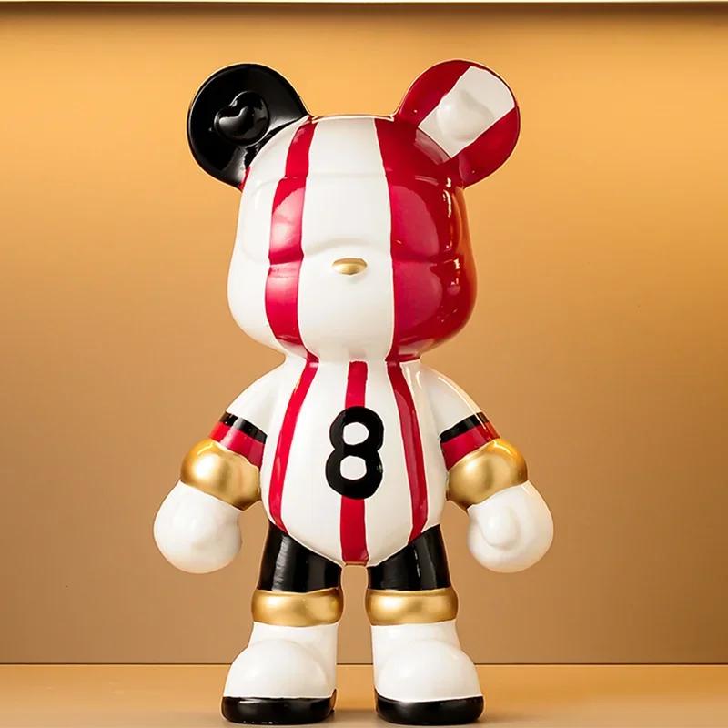 Bear Ceramic Bank Sculpture Animal Money Box Statue for Home Office Decor With Coin Slot Novelty Football Enthusiasts Gift