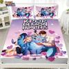 3pcs K-Pop Demon Hunters Print Coreless Fitted Sheet Set Multiple Size Bedrooms Dormitory Bedcover Decoration Machine Washable