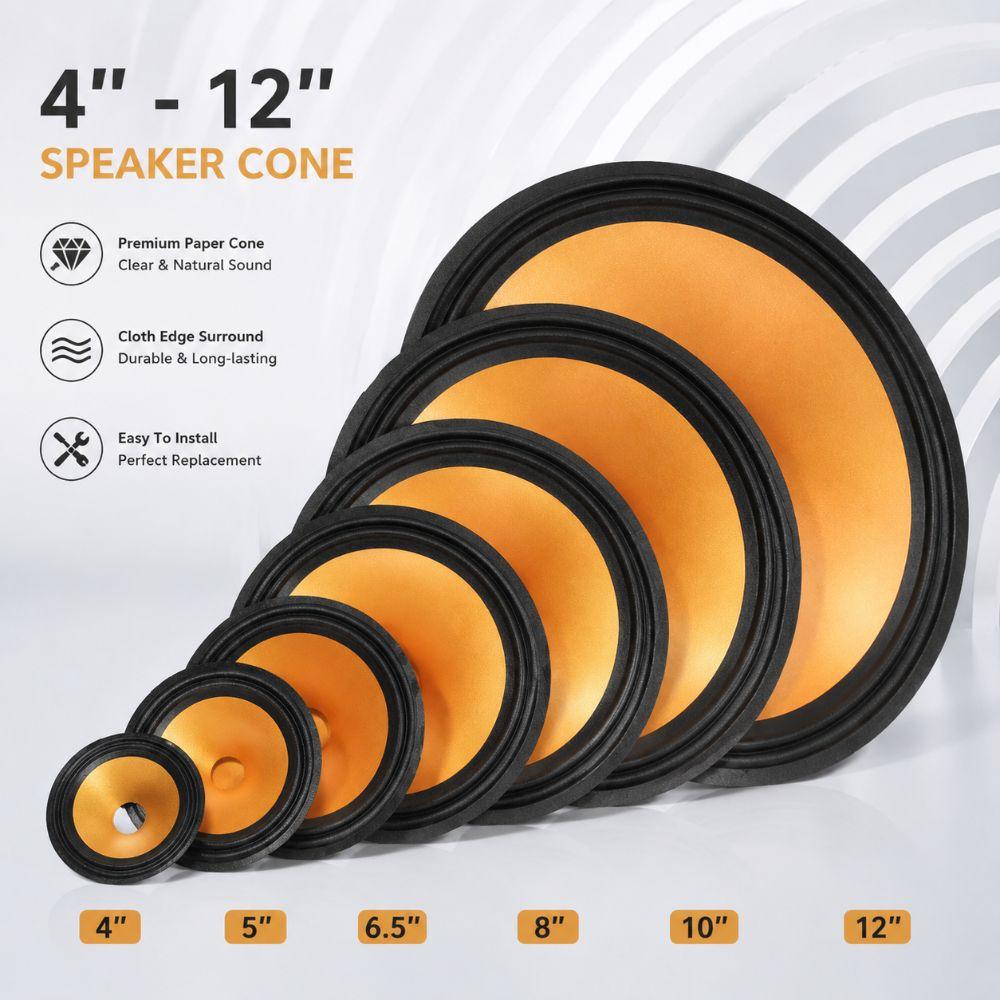 4/5/6.5/8/10/12/15 Inch Paper Cone Conical Shape Drum Paper Speaker Parts Repair Use