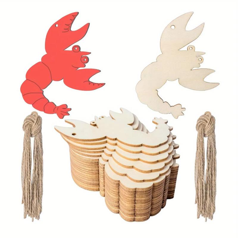 Crayfish Unfinished Crafts Wood Chip Decorations Suitable for Birthday Wedding Party Desktop Decoration DIY Painting Gifts