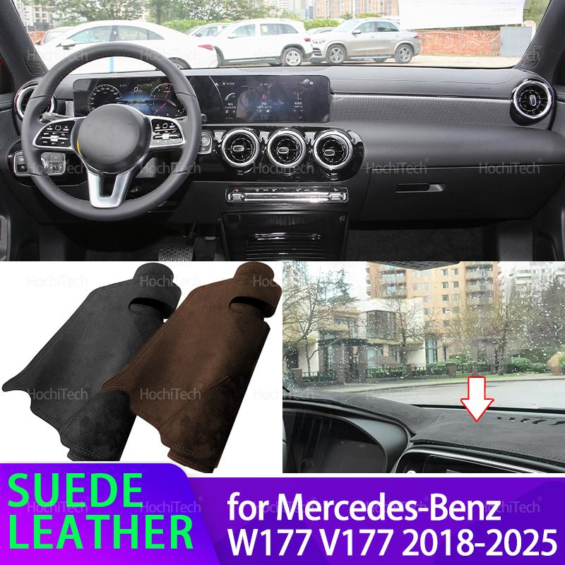 Suede Leather Dashmat Dashboard Cover Black trument Panel Sunscreen Pad for Mercedes-Benz A Class W177 V177 180 2018-2025