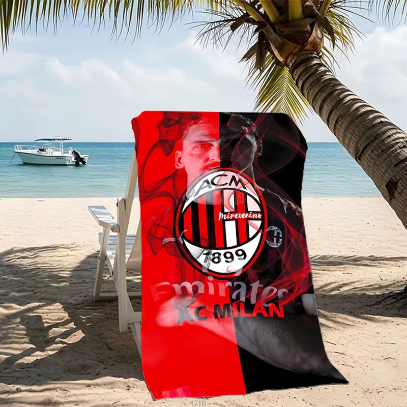 Beach Towel with Associazione Calcio Milan Pattern - soft,absorbent,machine washable Lightweight&Modern,swimming,Travel Essentials