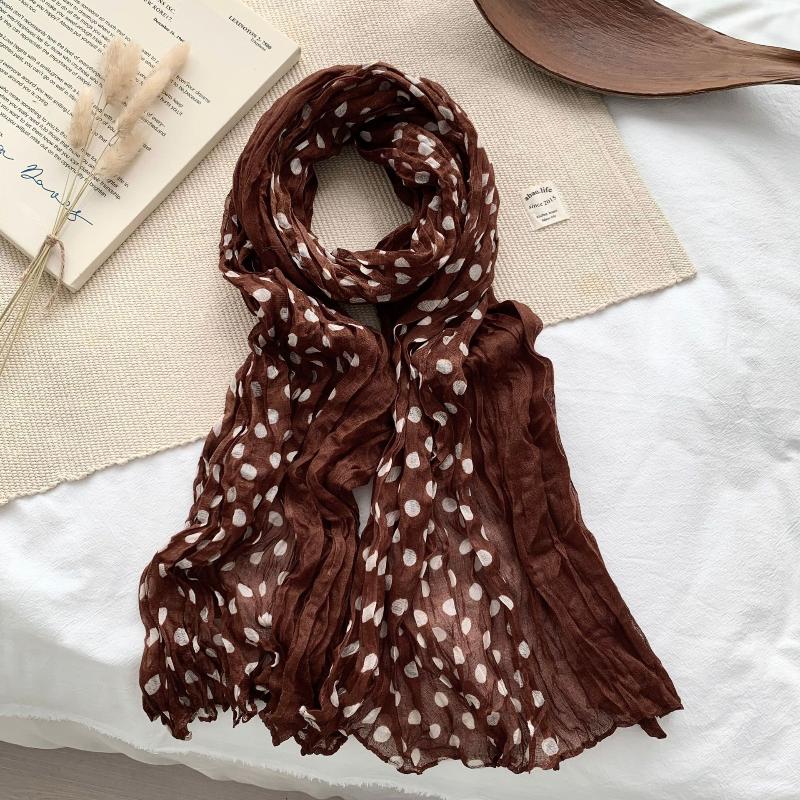 Cotton Wrinkle Linen Women Scarf Twisted Scarf Female Headscarf Korean Versatile Trend Pleated Shawl Scarf