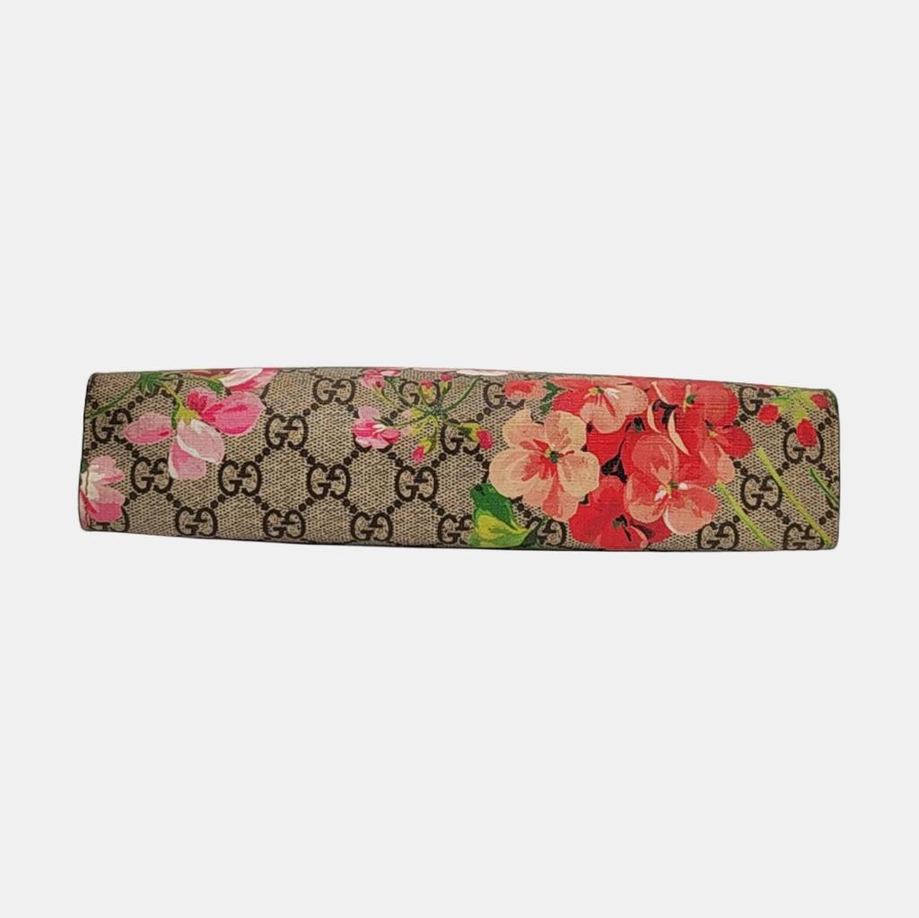 [Pre-Owned] GG Blooms Logo Canvas And Leather Clutch Bag Large - Excellent #1I66GO2