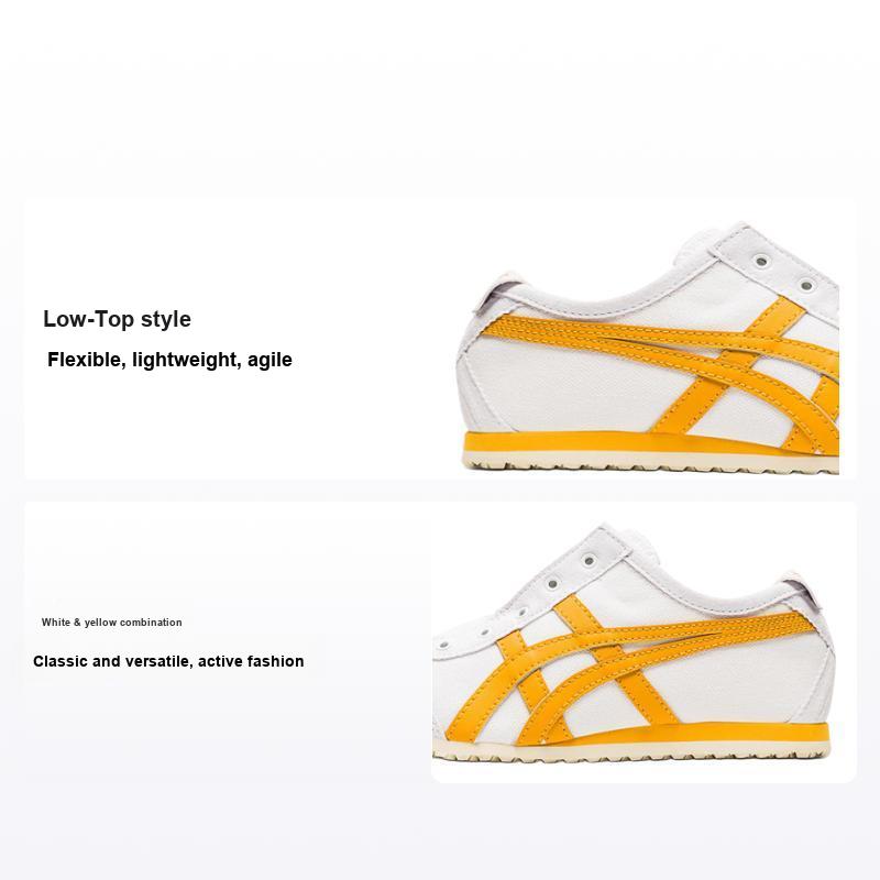 ONITSUKA TIGER Mexico 66 Удобные Универсальные Прочные Спортивные Повседневные Кроссовки с Низким Верхом Детские кроссовки Белый Желтый 1184A085-101