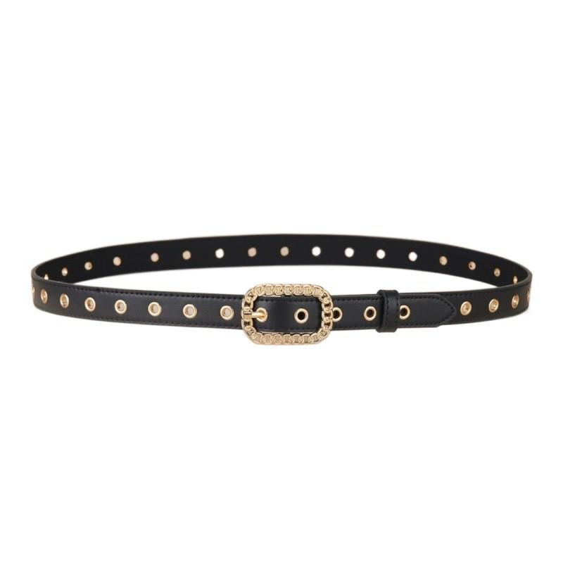 Женский винтажный качественный пояс с золотой пряжкой, тонкий пояс для талии, модный и универсальный аксессуар