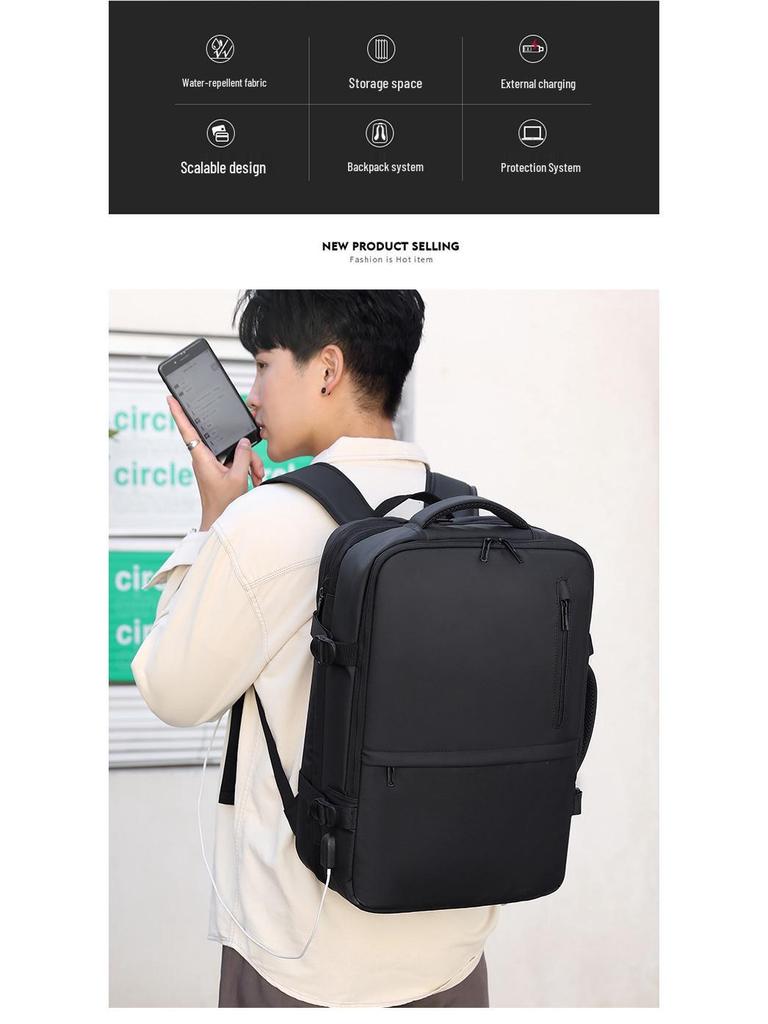 Men's Expandable Waterproof Double Shoulder Travel Backpack - Large Capacity & Multifunctional