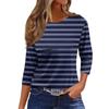 Женская мода повседневный свободный топ с рукавом 3/4 в полоску с круглым вырезом