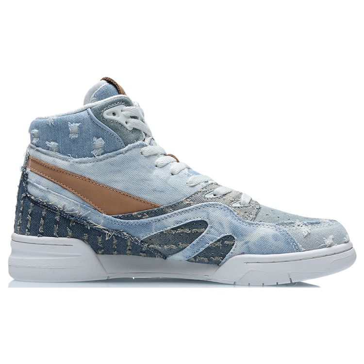 Li Ning 937 Deluxe Hi21 Амортизация Нескользящие Износостойкие Дышащие Поддержка Высокие Ретро Баскетбольные Кроссовки Мужские кроссовки Синие AGBR033-3