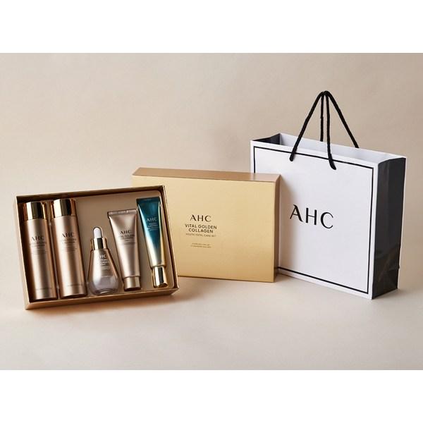 AHC Vital Golden Collagen Youth Total Skincare набор из 5 предметов, набор для ухода за кожей: Тоник 140мл, Лосьон 140мл, Крем 50г, Ампульный уход 50мл, Крем для кожи вокруг глаз 30мл