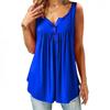 Женская однотонная майка с U-образным вырезом без рукавов, плиссированная майка на пуговицах, свободный жилет, женские летние майки, женская верхняя одежда