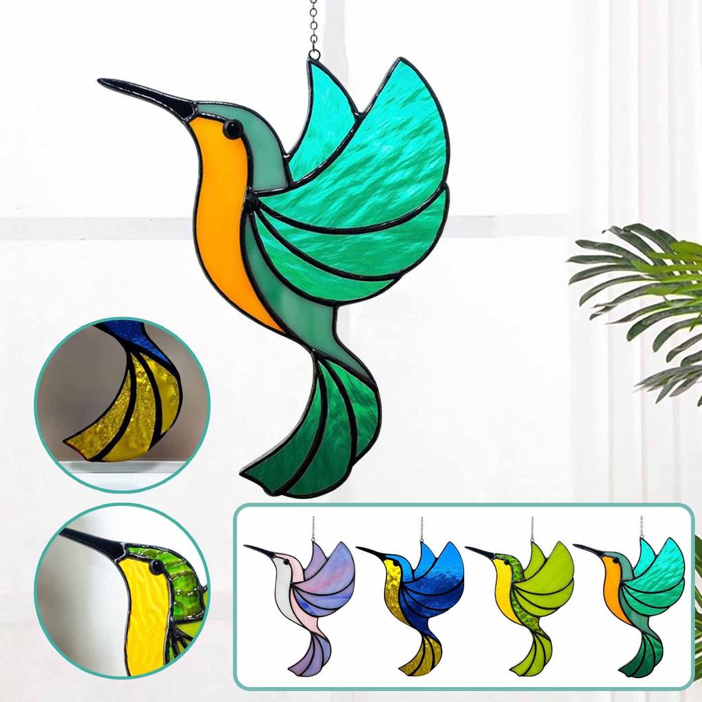 Stained Hummingbird Sun Catchers Colorful Hummingbird Decor Hanging WindowHome Decor