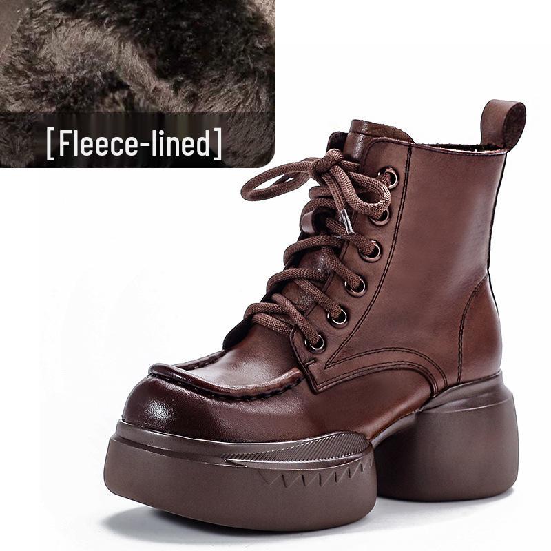 Женские ботинки Мартин из натуральной кожи на молнии на ретро платформе