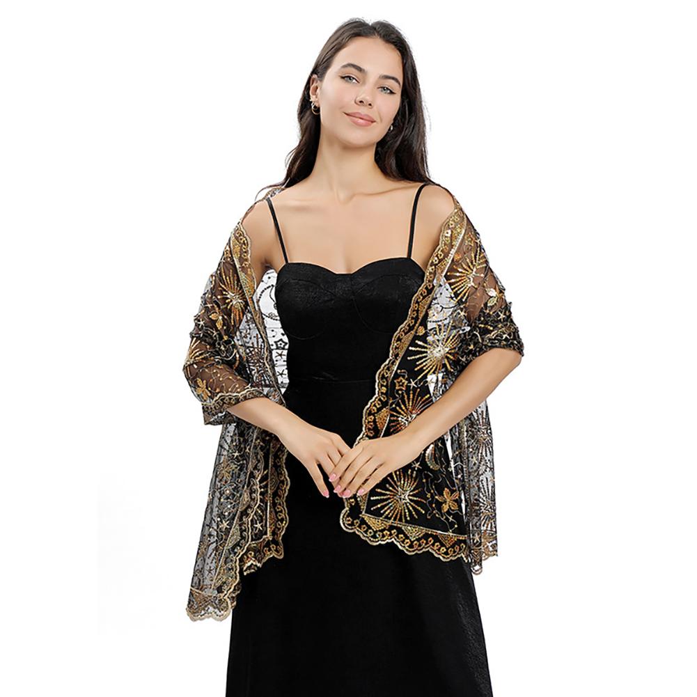 Луна, звезда, блестки, шаль, накидка для вечерних платьев, свадебный декор, шарф, элегантный хиджаб, покрывало для праздников Рамадана, женская скромная модная шаль