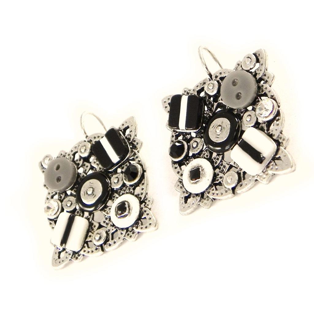 NOA [H8787] - Дизайнерские серьги "Бабушка" черно-белые.