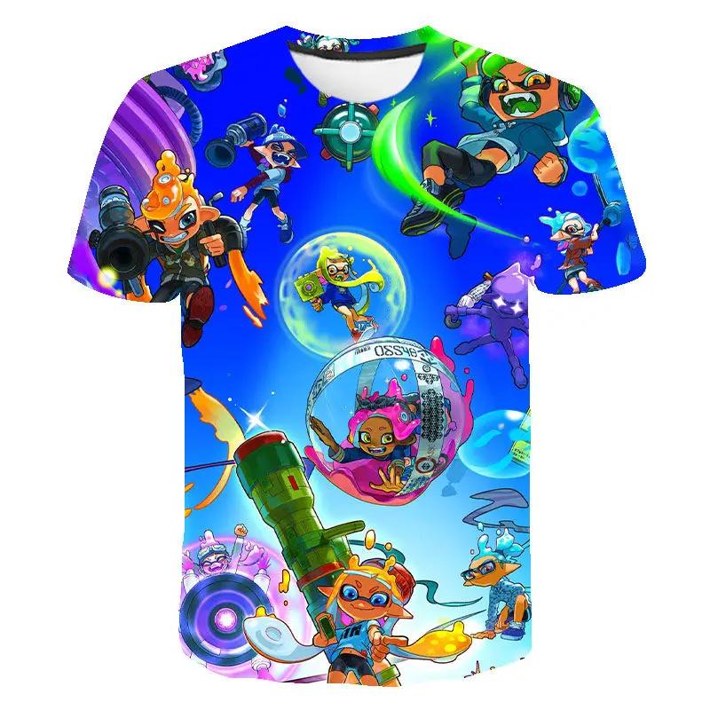 Летние футболки Игра Splatoon 3D-принт Футболка с круглым вырезом Повседневные топы для мальчиков и девочек Оверсайз Мода Харадзюку Детские футболки Детская одежда