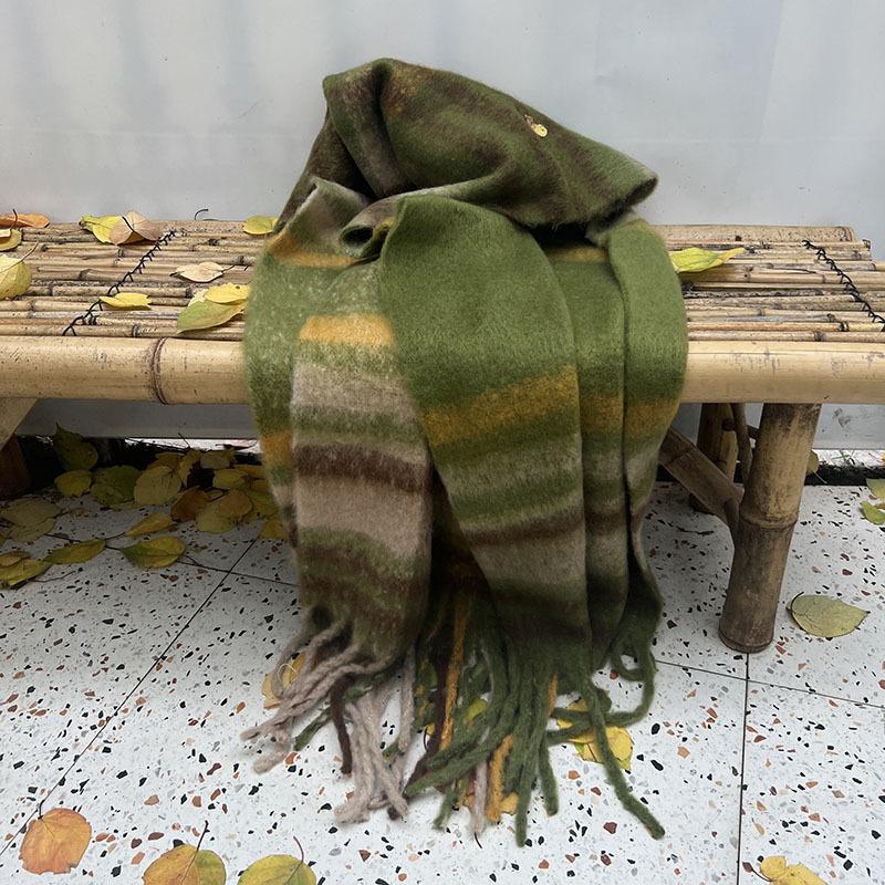 Simple Women's Autumn and Winter Thickened Retro Fringed Polyester Atmosphere Imitation Cashmere Scarf Scarf