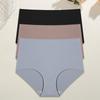 3Pcs Plus Size Ice Silk Underwear Women's Seamless Panties Sexy High Rise Traceless Invisible Briefs Breathable Lingerie