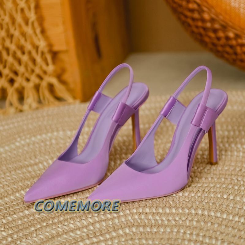 2024 Новые женские босоножки с открытым носком, с острым носком, на тонком каблуке 9 см, элегантные женские туфли-лодочки, платье, роскошная ПУ, весна-лето