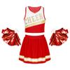Детский танцевальный комплект Черлидинга для девочек, укороченный топ без рукавов с v-образным вырезом и буквенным принтом, юбка и 1 пара цветочных шариков с кисточками