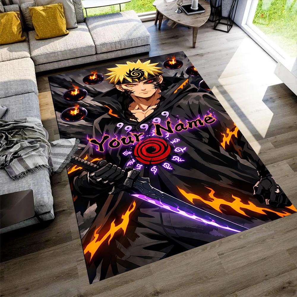 Naruto Character Customize Your Name Carpet Suitable for Playrooms Entryway Outdoor Living Rooms Antislip Carpet Anime Office Decor