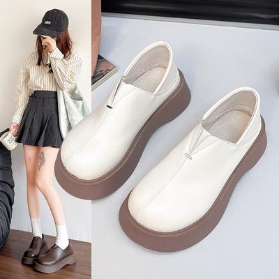 Женские туфли на платформе-маффине, женские туфли из маленькой кожи, женские новые весенние универсальные модные туфли из маленькой кожи