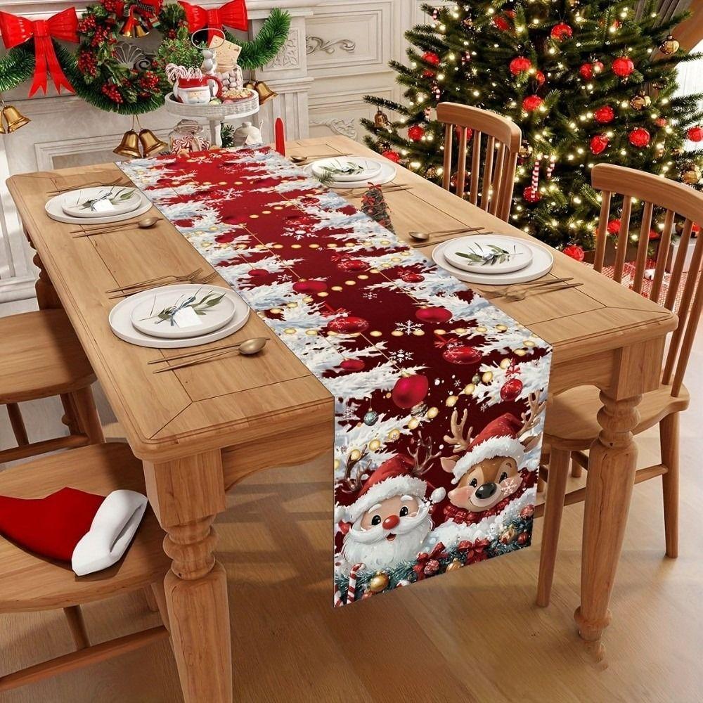 Новый Год Рождество Скатерть-дорожка Снеговик Олень Рождественская скатерть Navidad Подарок Санта-Клаус Декор стола Рождественская вечеринка
