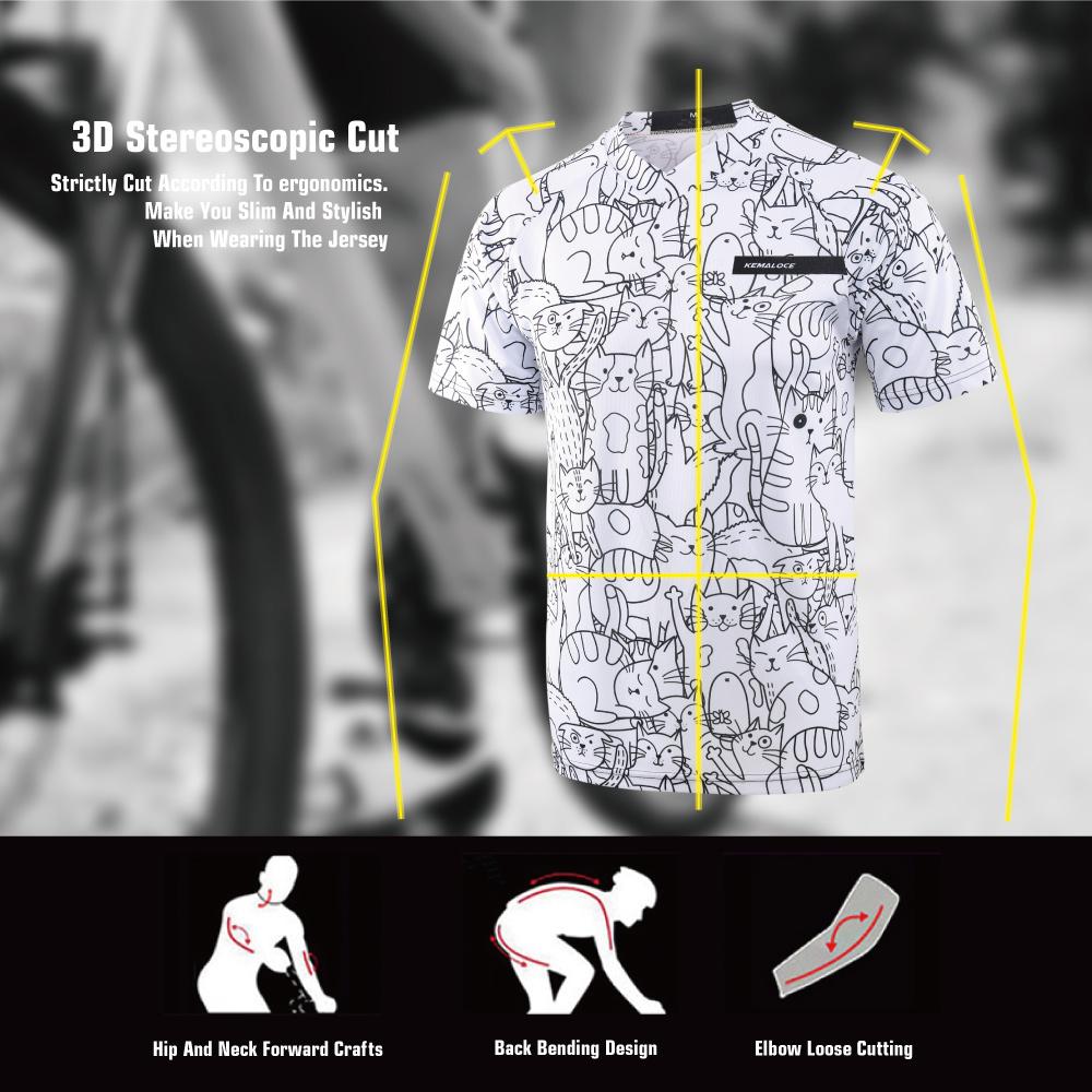 KEMALOCE Полиэстер унисекс MTB трикотаж белый Bmx трикотажные изделия профессиональный дышащий короткий рукав горный велосипед трикотаж