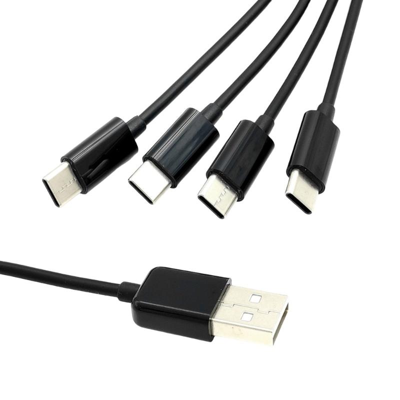 4 In 1 USB To 4USB C Port Charging Cable Power Supply Wire Line 3.0mm OD for Laptops Tablets Phones 50cm Long