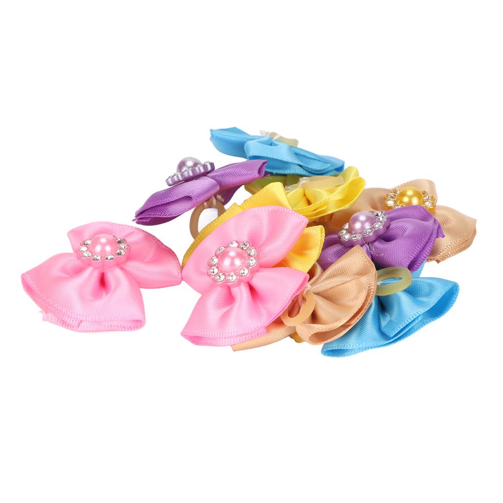 20pcs Pet Hair Bows Cute Mixed Colors Small Dog Topknots with Rubber Band for Puppy Cats Rabbits
