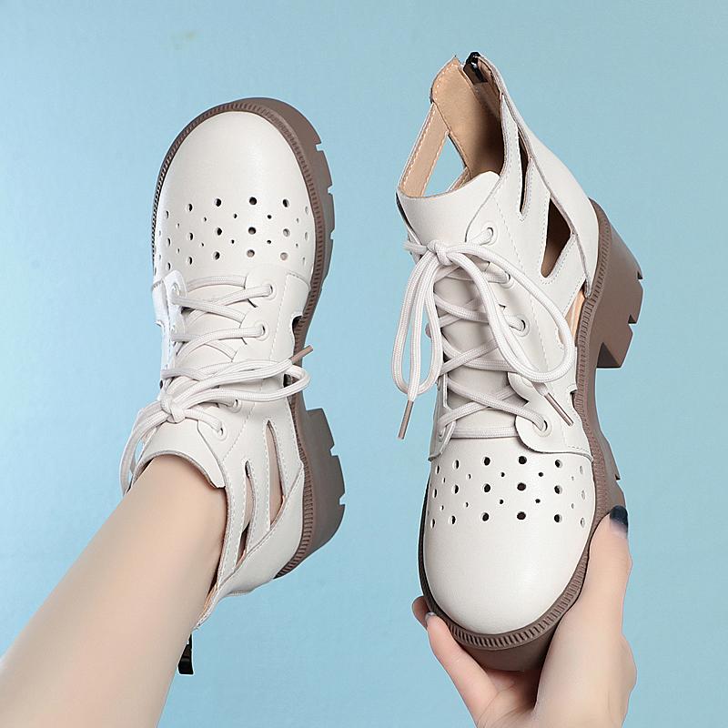 Fashion AIYUQI Women's Summer Boots 2025 New Casual Mesh Ankle Boots Ladies British Style Genuine Leather Women's Cool Boots