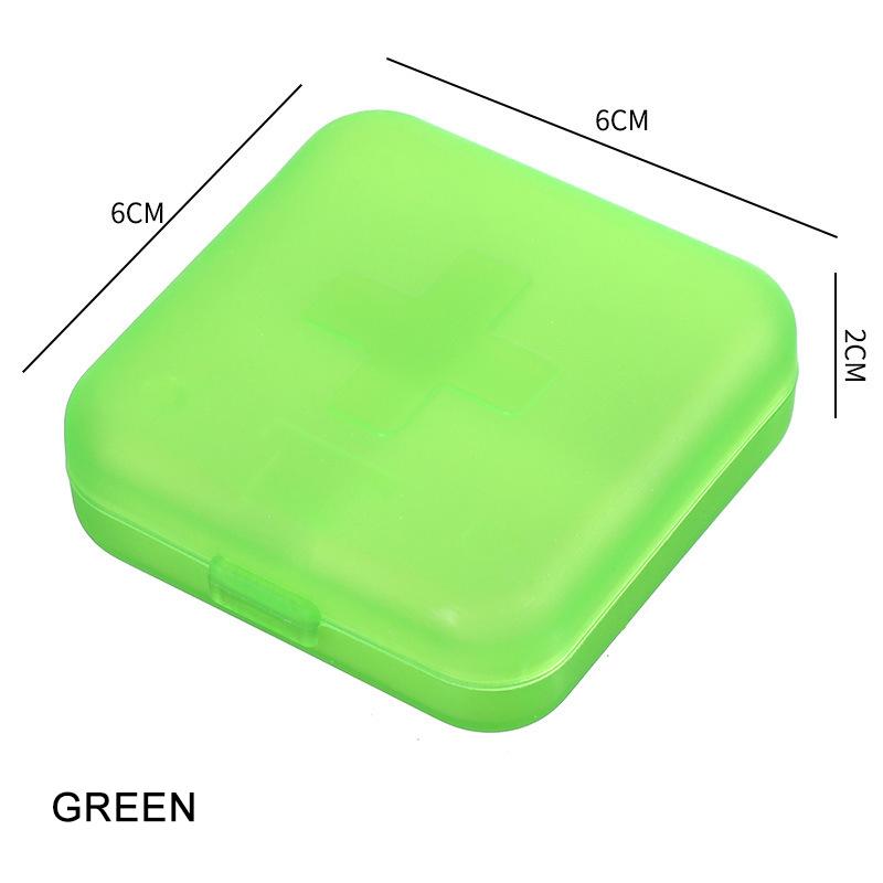 4Grids Cross Print Pill Box Portable Mini Plastic Pill Storage Pure Color Pocket Medicine Box Outdoor Home Pill Case
