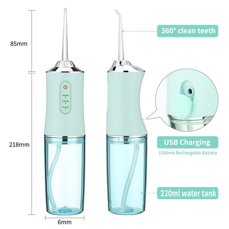 Oral Irrigator Portable Water Flosser, USB Rechargeable Water Jet Tooth Pick + 4 Jet Tip 3 Modes Waterproof Teeth Cleaner