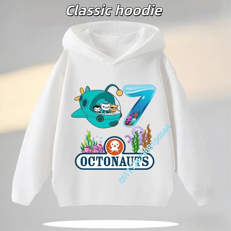 4-12Years Old Octonauts Children's Hooded Sweatshirt Boys'Sport Shirt Girls' Casual Top Digital Print Autumn/Winter Long-Sleeved