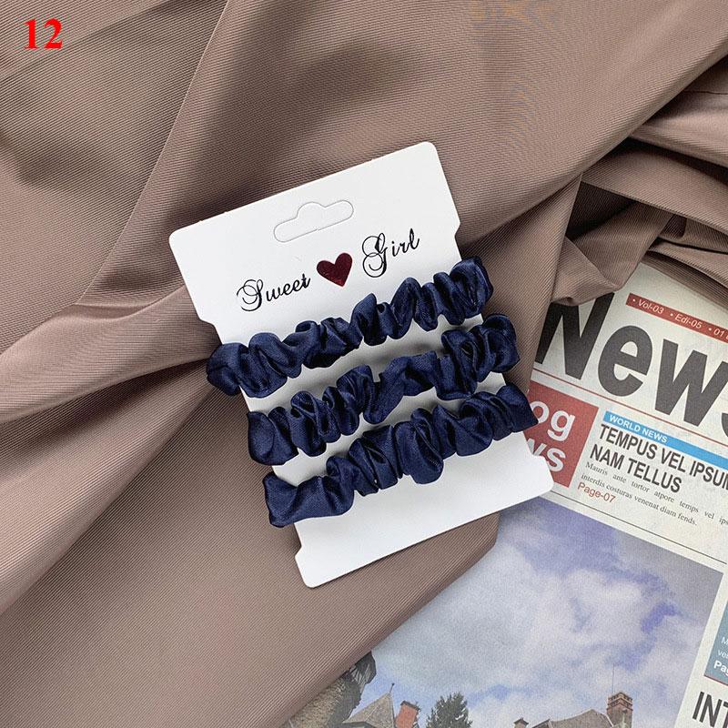 3Pcs/Set Silk Satin Solid Color Hair Ties Silky Scrunchies Set Women Simple Style Rubber Band Ponytail Holder Hair Accessories