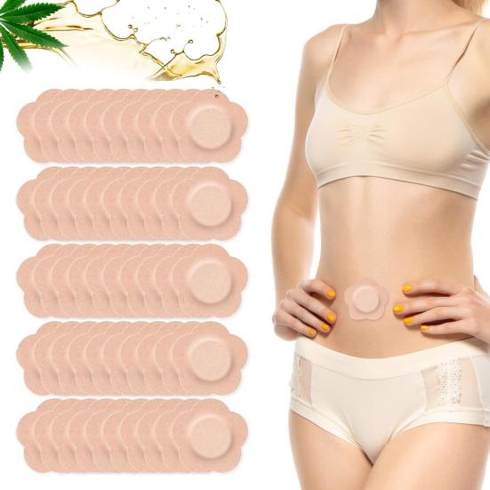 50Pcs Navel Patch Castor Oil Belly Button Patches Skin-friendly Castor Oil Therapy Pad Disposable Anti Leakage Pack Wrap for Home Travel