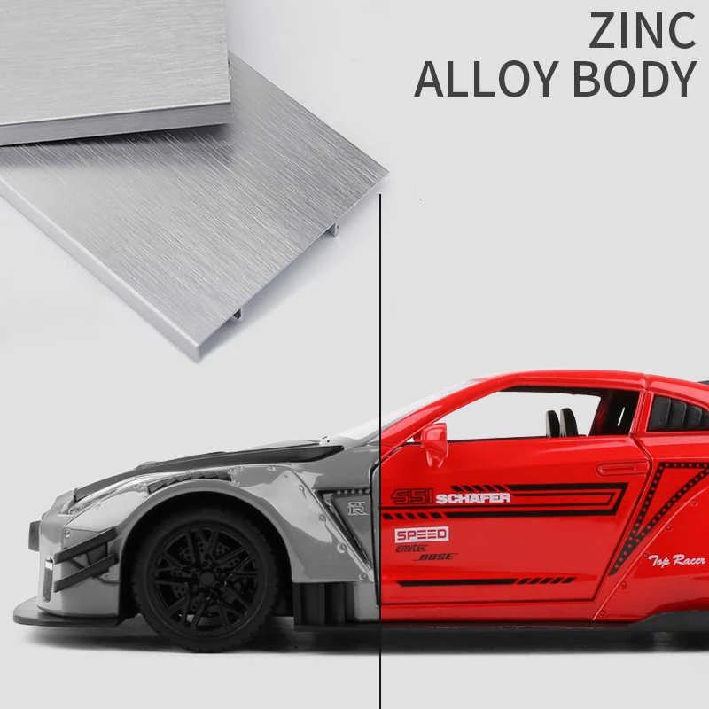 1/24 Skyline Ares Nissan GTR R34 R35 литой спортивный автомобиль модель литой металл гоночный автомобиль модель имитация звука света детские игрушки подарок