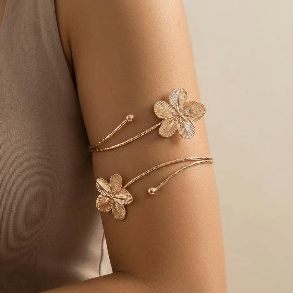 Zinc Zinc Alloy Open Arm Bangle Colorful Armband Fashion Flower Bracelet Gift