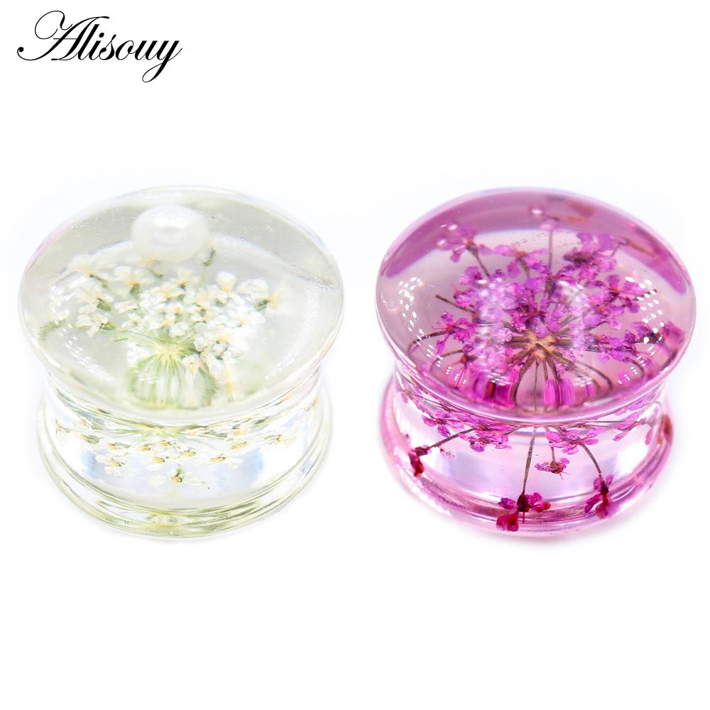 Alisouy 2 шт. прозрачный акриловый цветок лист одуванчик снежинка ушные манометры туннельная пробка носилки расширитель пирсинг украшения для тела