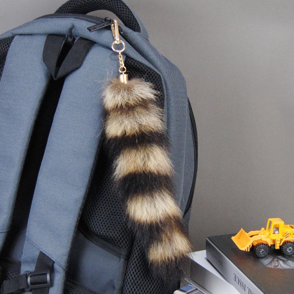Fox Racoon Fur Tail Keychain Exaggerated Berserk Cute Chain Bags Charm Animal Couple Handbag Gift Pendant Key Lanya Accessories