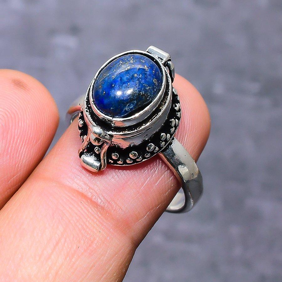 Кольцо из серебра 925 пробы с натуральным лазуритом, размер 8,5 H3U38