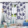 2 Pcs Sea Plants Shells Starfish Blackout Curtains Thermal Insulated Grommet Window Drapes Children Bedroom Living Room Decor