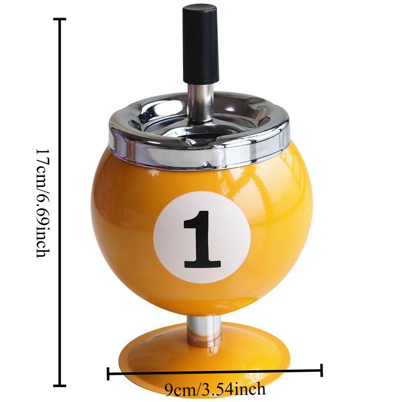 1 шт. Креативная металлическая пепельница для бильярда с крышкой для офисного декора, дымонепроницаемая пепельница, аксессуары для бильярдного стола, безопасность
