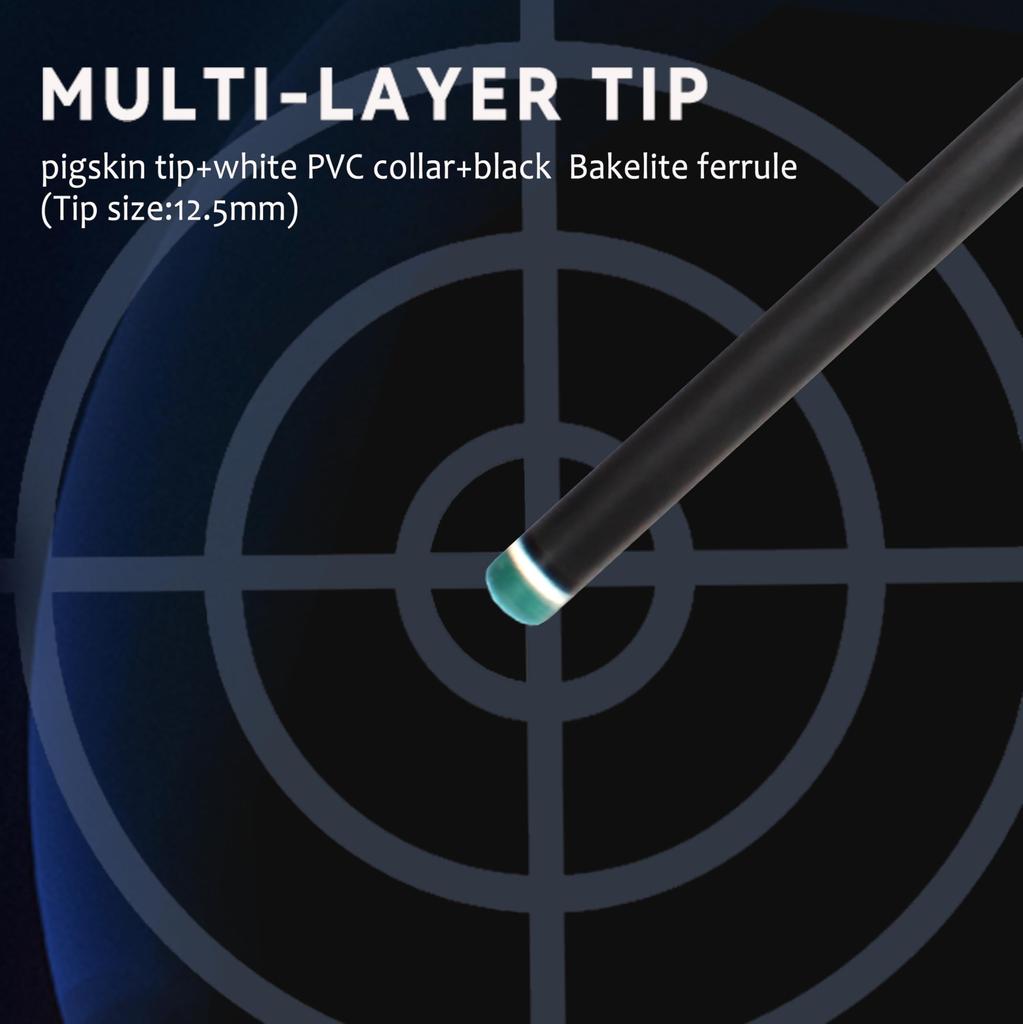 Кий для бильярда KHEALING из свиной кожи, карбоновый воротник из ПВХ, бакелитовый наконечник, углеродное волокно T 700, радиальный, 58 дюймов, принадлежности для бильярда, ручная работа, прямой, правильный, девятый