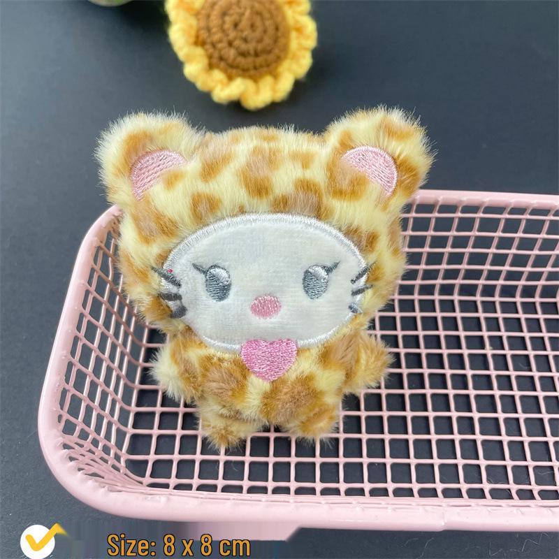 Leopard Print Plush Kitten Squeaky Charm Brooch DIY Clothing Accessory
