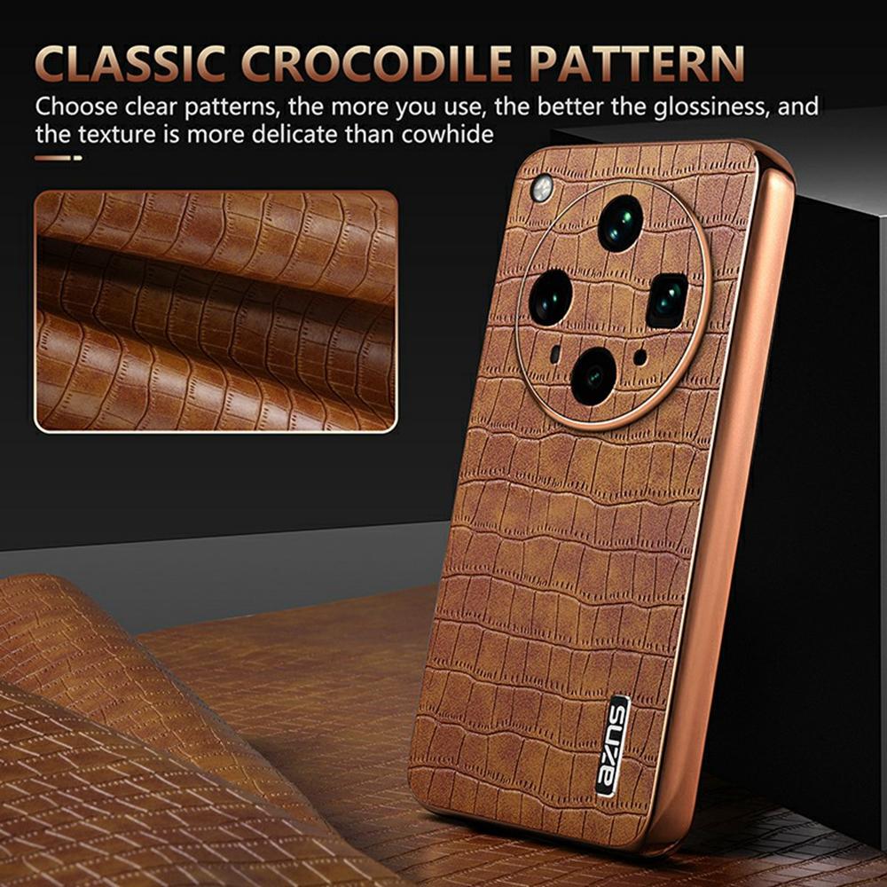 AZNS For Oppo Find X8 Ultra 5G Case Electroplating Crocodile Texture PU + TPU Phone Cover