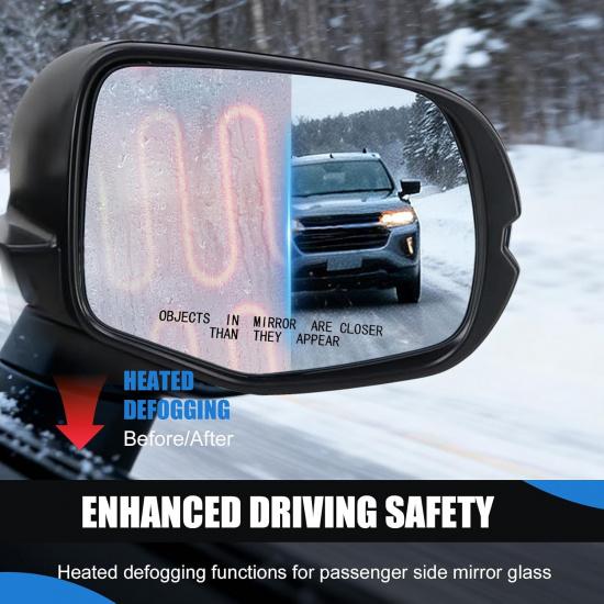Passenger Right Side Mirror Glass Replacement Compatible with Honda Pilot 2016-2022, Ridgeline 2017-2025, Passport 2019-2025 | Heated Convex Outer