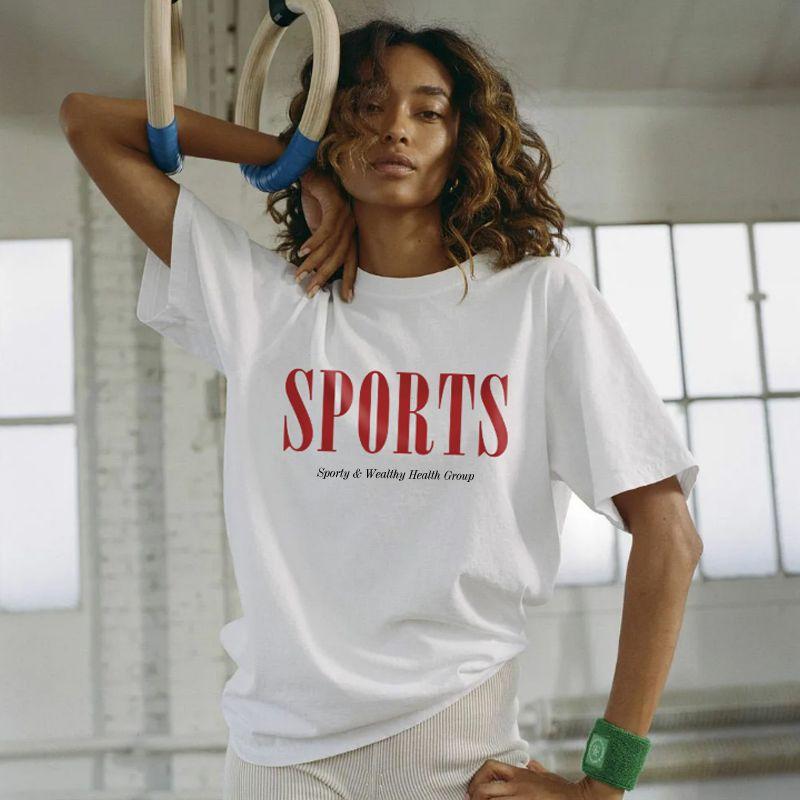 Sports Short-Sleeved T-shirt for Women 2025 New Arrival Summer Loose White Shoulder Plus Size Half Sleeve