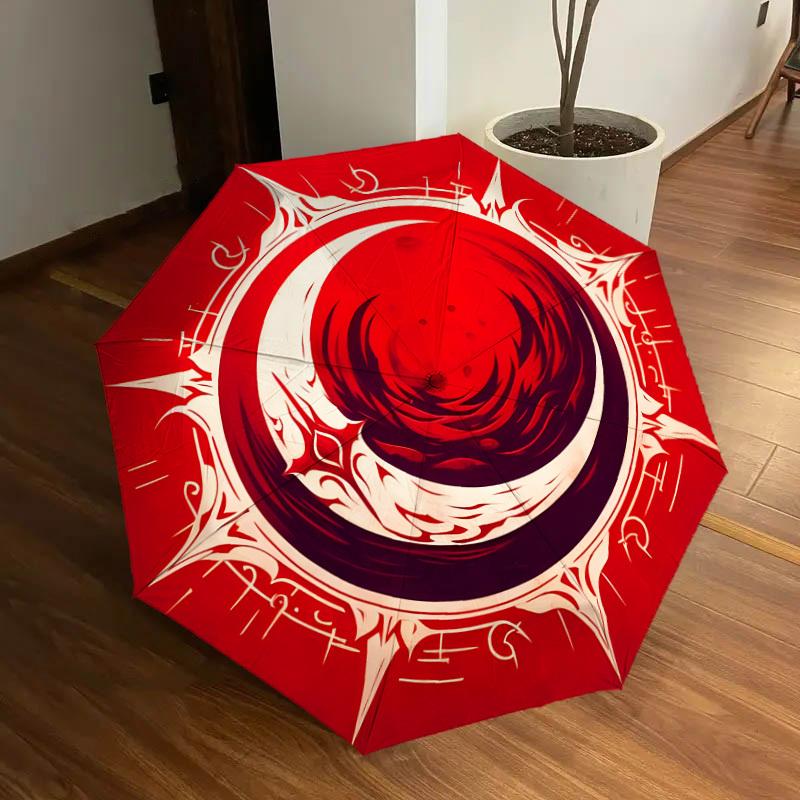 1pc Blood Moon Symbol Umbrella with Plastic Handle,Suitable for All Seasons Home Travel Outdoor UmbrellaDD1052